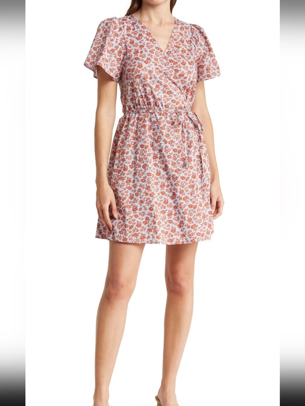 Floral Wrap Tie-Waist Mini Dress